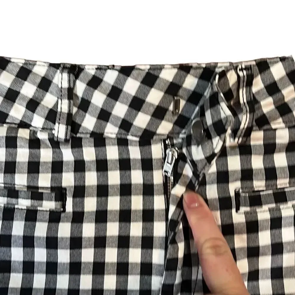Anthropologie black and white checkered shorts stretchy material size 29